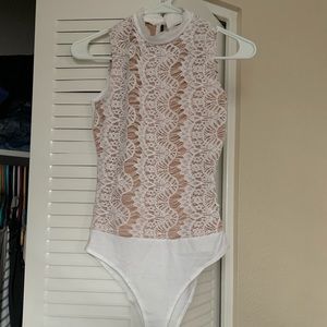 White lace body suit